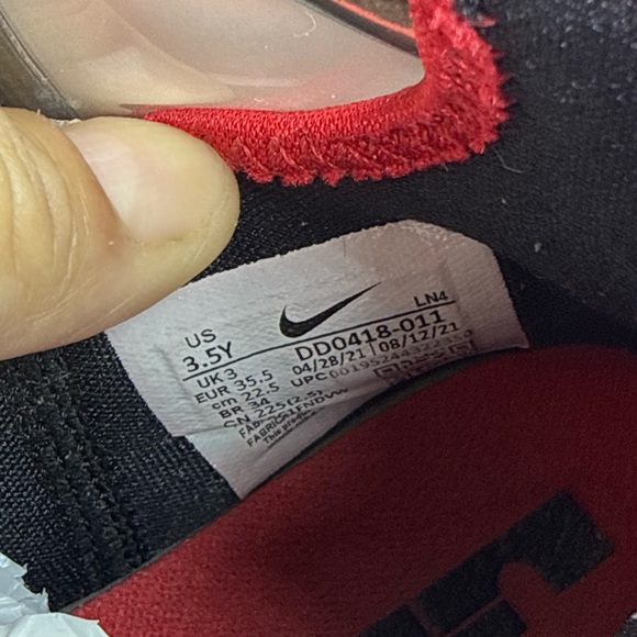 (N1) Nike Lebron 19 XIX Bred GS Boys 3.5Y Black/Red Basketball Shoes DDO418-011 - Picture 10 of 15